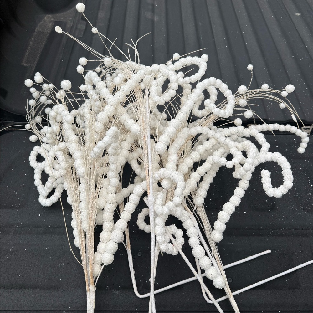 White Decorative Berry picks